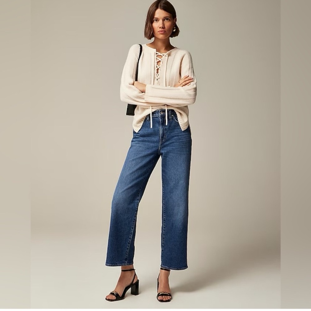 J. Crew High-Rise Straight-Leg Jeans in Medium Blue
